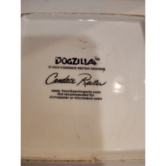 Dogzilla Candace Reiter Dog Chef with Bone Ceramic Tile Trivet 6" x 6" - Picture 4 of 5